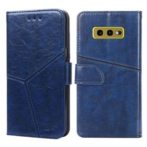 huismerk Voor Samsung Galaxy S10e Geometrische stiksels horizontale flip TPU + PU lederen hoes met Holder & Card Slots & Wallet(Blauw)