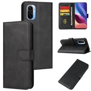 huismerk Voor Xiaomi Redmi K40 Kalf Textuur Gesp Horizontale Flip Lederen Case met Houder & Kaart Slots &Portemonnee (Zwart)