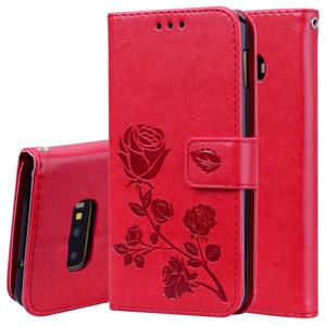 huismerk Rose reliëf horizontale Flip PU lederen case voor Galaxy S10e met houder & kaartsleuven & portemonnee (rood)