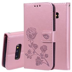 huismerk Rose reliëf horizontale Flip PU lederen case voor Galaxy S10e met houder & kaartsleuven & portemonnee (Rose goud)