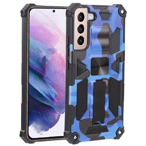 huismerk Voor Samsung Galaxy S22 + 5G Camouflage Armor Shockproof TPU + PC Magnetische beschermende telefoonhoesje met houder