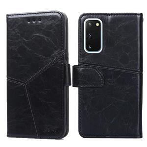 huismerk Voor Samsung Galaxy S20 Geometrische stiksels horizontale flip TPU + PU lederen hoes met Holder & Card Slots & Wallet(Zwart)