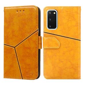 huismerk Voor Samsung Galaxy S20 Geometrische stiksels horizontale flip TPU + PU lederen hoes met Holder & Card Slots & Wallet(Geel)