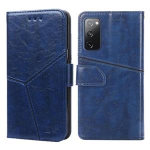 huismerk Voor Samsung Galaxy S20 Geometrische stiksels horizontale flip TPU + PU lederen hoes met Holder & Card Slots & Wallet(Blauw)