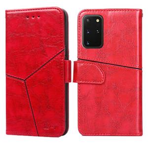 huismerk Voor Samsung Galaxy S20+ Geometrische stiksels horizontale flip TPU + PU lederen hoes met Holder & Card Slots & Wallet(Rood)