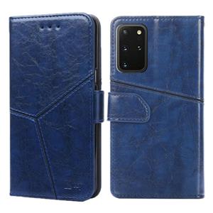 huismerk Voor Samsung Galaxy S20+ Geometrische stiksels horizontale flip TPU + PU lederen hoes met Holder & Card Slots & Wallet(Blauw)