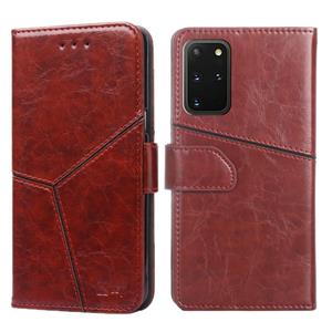 huismerk Voor Samsung Galaxy S20+ Geometrische stiksels horizontale flip TPU + PU lederen hoes met Holder & Card Slots & Wallet(Donkerbruin)