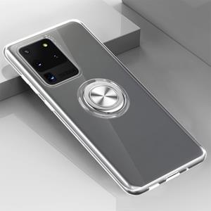 huismerk Voor Galaxy S20 Ultra Ultra-dunne TPU-beschermhoes met 360 graden rotatiehouder(transparant)