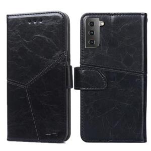 huismerk Voor Samsung Galaxy S21 5G Geometrische stiksels horizontale flip TPU + PU lederen hoes met Holder & Card Slots & Wallet(Zwart)