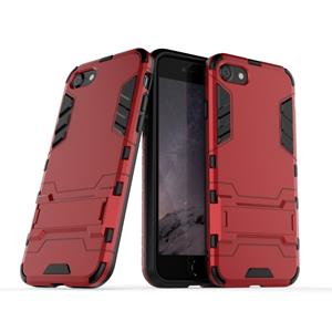 Huismerk Voor iPhone SE2 PC + TPU Shockproof Beschermhoes met houder (rood)
