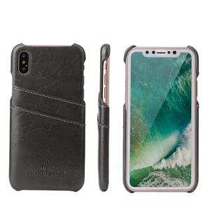 huismerk Fierre Shann Retro olie Wax textuur PU lederen Case voor iPhone X / XS met de kaart Slots(Black)