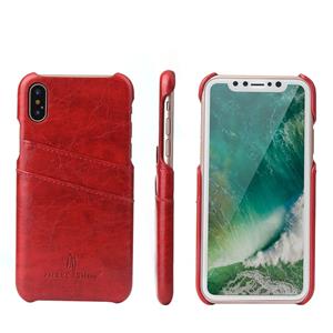 huismerk Fierre Shann retro olie Wax textuur PU lederen draagtas voor iPhone X/XS met kaartsleuven (rood)