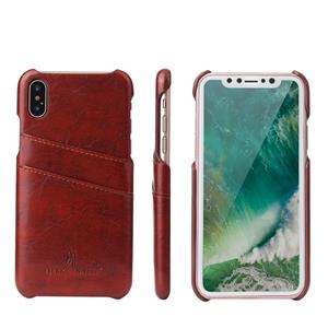 huismerk Fierre Shann retro olie Wax textuur PU lederen draagtas voor iPhone X/XS met kaartsleuven (bruin)