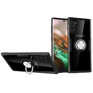 huismerk Transparante TPU beschermhoes met 360 graden magnetische rotatie houder voor Galaxy Note 10 (zilver + zwart)