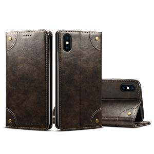 huismerk Voor iPhone XS Max barok eenvoudige horizontale Flip lederen draagtas met houder & kaartsleuven & portemonnee (zwart)