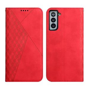 huismerk For Samsung Galaxy S21+ 5G Diamond Pattern Splicing Skin Feel Magnetic Horizontal Flip Leather Case with Card Slots & Holder & Wallet(Red)