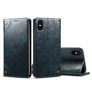 huismerk Voor iPhone XS Max barok eenvoudige horizontale Flip lederen draagtas met houder & kaartsleuven & portemonnee (blauw)