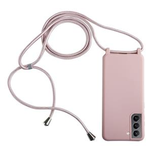 huismerk Voor Samsung Galaxy S21 + 5G Candy Colors TPU Beschermhoes met Lanyard (Rose Gold)