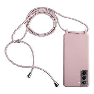 huismerk Voor Samsung Galaxy S21 5G Candy Colors TPU Beschermhoes met Lanyard (Rose Gold)