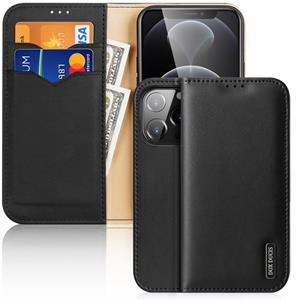 duxducis DUX DUCIS Hivo Serie Koeienhuid + PU + TPU Lederen Horizontale Flip Case met Houder &sleuven voor iPhone 13 Pro (Zwart)