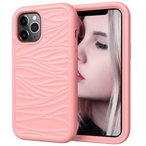 huismerk Voor iPhone 12 mini Wave Pattern 3 in 1 Siliconen+PC Schokbestendige beschermhoes (Rose Gold)