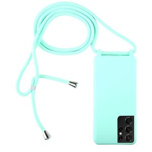 huismerk Voor Samsung Galaxy S21 Ultra 5G Candy Colors TPU Beschermhoes met Lanyard (Mint Green)