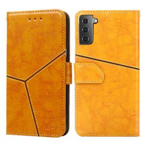 huismerk Voor Samsung Galaxy S21 5G Geometrische stiksels horizontale flip TPU + PU lederen hoes met Holder & Card Slots & Wallet(Geel)