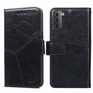 huismerk Voor Samsung Galaxy S21+ 5G Geometrische stiksels horizontale flip TPU + PU lederen hoes met Holder & Card Slots & Wallet(Zwart)