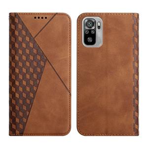 huismerk For Xiaomi Redmi Note 10 4G Diamond Pattern Splicing Skin Feel Magnetic Horizontal Flip Leather Case with Card Slots & Holder & Wallet(Brown)