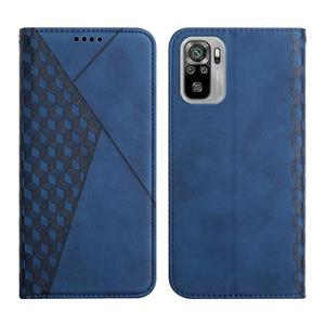 huismerk For Xiaomi Redmi Note 10 4G Diamond Pattern Splicing Skin Feel Magnetic Horizontal Flip Leather Case with Card Slots & Holder & Wallet(Blue)