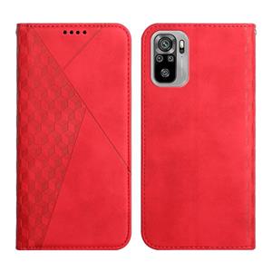 huismerk For Xiaomi Redmi Note 10 4G Diamond Pattern Splicing Skin Feel Magnetic Horizontal Flip Leather Case with Card Slots & Holder & Wallet(Red)