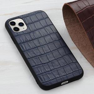 huismerk Crocodile Texture Genuine Leather Beschermhoes voor iPhone 12 mini(Blauw)