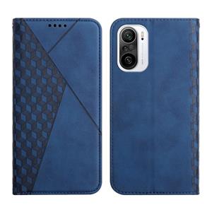 huismerk For Xiaomi Redmi K40 Diamond Pattern Splicing Skin Feel Magnetic Horizontal Flip Leather Case with Card Slots & Holder & Wallet(Blue)