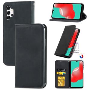 huismerk Voor Samsung Galaxy A32 4G Retro Skin Feel Business Magnetische Horizontale Flip Lederen Hoesje met houder Kaart Slots & Portemonnee & Fotolijst (Zw