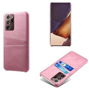 huismerk Voor Samsung Galaxy Note20 Ultra Calf Texture PC + PU Leer achterkant Cover Shockproof Case met Dual Card Slots (Pink)