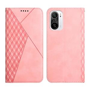 huismerk For Xiaomi Redmi K40 Diamond Pattern Splicing Skin Feel Magnetic Horizontal Flip Leather Case with Card Slots & Holder & Wallet(Rose Gold)