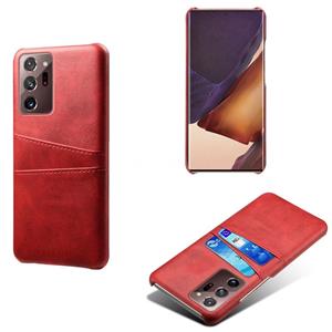 huismerk Voor Samsung Galaxy Note20 Ultra Calf Texture PC + PU Lederen Achterkant Schokbestendig Case met Dual Card Slots