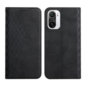 huismerk For Xiaomi Redmi K40 Diamond Pattern Splicing Skin Feel Magnetic Horizontal Flip Leather Case with Card Slots & Holder & Wallet(Black)