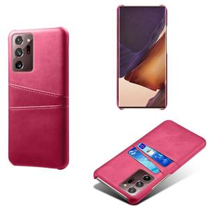 huismerk Voor Samsung Galaxy Note20 Ultra Calf Texture PC + PU lederen achterkant Cover Shockproof Case met Dual Card Slots (Rose Red)