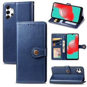 huismerk Voor Samsung Galaxy A32 4G Solid Color Leather Buckle Case met Lanyard & Photo Frame & Card Slot & Wallet & Stand-functie