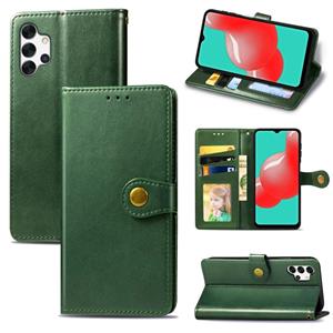 huismerk Voor Samsung Galaxy A32 4G Solid Color Leather Buckle Case met Lanyard & Photo Frame & Card Slot & Wallet & Stand-functie