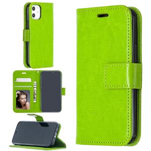 huismerk Voor iPhone 12 mini Crazy Horse Texture Horizontale Flip Lederen Case met Holder & Card Slots & Wallet & Photo Frame(Groen)