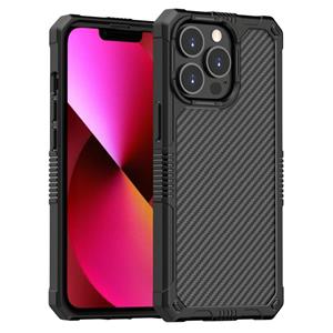 huismerk Koolstofvezel Shockproof Case voor iPhone 13 Pro Max