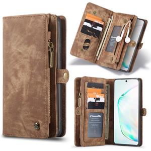 Voor Galaxy S20 Plus Caseme afneembare multifunctionele horizontale flip lederen behuizing met kaartsleuf & houder & rits portemonnee & fotoframe(bru