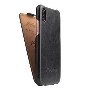 huismerk Fierre Shann Retro olie Wax textuur verticaal flip PU lederen Case voor iPhone X / XS (zwart)