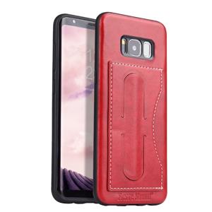 huismerk Fierre Shann volledige dekking beschermende lederen draagtas voor Galaxy S8 PLUS met houder & kaartsleuf (rood)