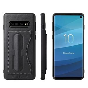 huismerk Fierre Shann volledige beschermende lederen Case voor Galaxy S10 PLUS met houder & kaartslot (zwart)