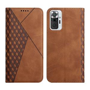 huismerk For Xiaomi Redmi Note 10 Pro Diamond Pattern Splicing Skin Feel Magnetic Horizontal Flip Leather Case with Card Slots & Holder & Wallet(Brown)