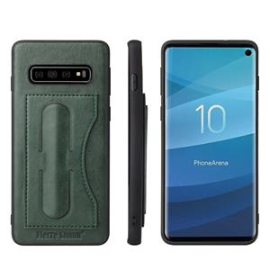 huismerk Fierre Shann volledige dekking beschermende lederen draagtas voor Galaxy S10 PLUS met houder & kaartsleuf (groen)