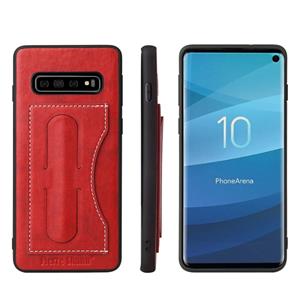 huismerk Fierre Shann volledige dekking beschermende lederen draagtas voor Galaxy S10 PLUS met houder & kaartsleuf (rood)